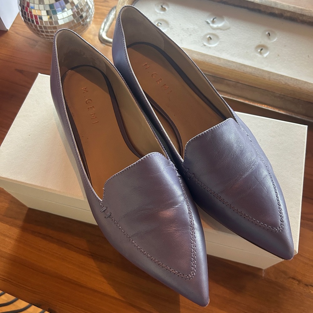 M. Gemi Purple Leather Loafers with box & dustbag, Size 40